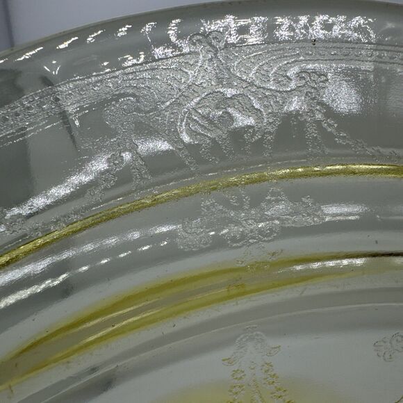ANCHOR HOCKING CAMEO BALLERINA YELLOW 4PC 10.25”‎ GRILL PLATES 1930-34 EUC GORG! - Picture 4 of 11